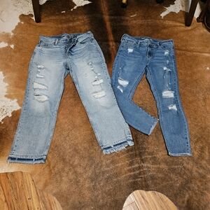 Old Navy Denim Lot Distressed Crop Ankle 6 Short Petite Frayed